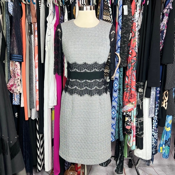 👗|•TRAFFIC PEOPLE•| Beautiful Quilted Tweed Lace Trim Dress Size 'Small' (XS) - Picture 9 of 9